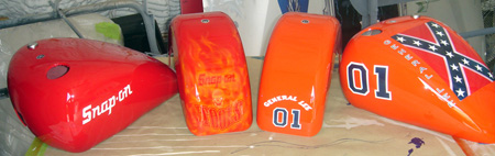 general lee custom painted motorcyle tank for mini choppers for snap on tools