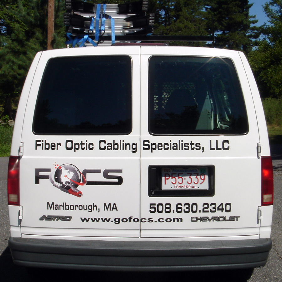 Rear of Work Van Vinyl Lettering with Digital Printed Graphics